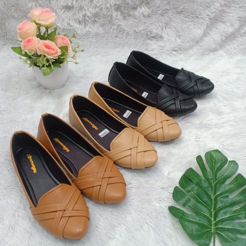 SEPATU FLAT SHOES WANITA SOL KARET H19 37/44