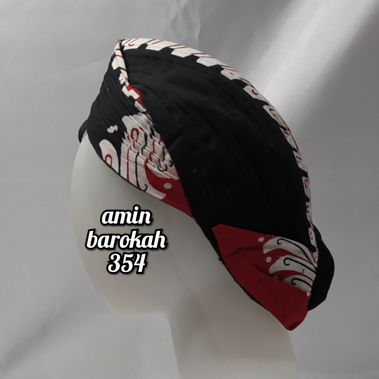 COD...!!! Blangkon Jogja Lipat Jebeh Motif Banyuwangi Hitam Merah - Ukuran Dewasa #Adat #Jawa #Tradisional