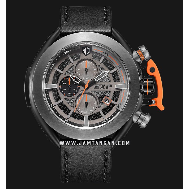 Expedition E 3001 MC LEPBAOR Chronograph Men Skeleton Dial Black Leather Strap