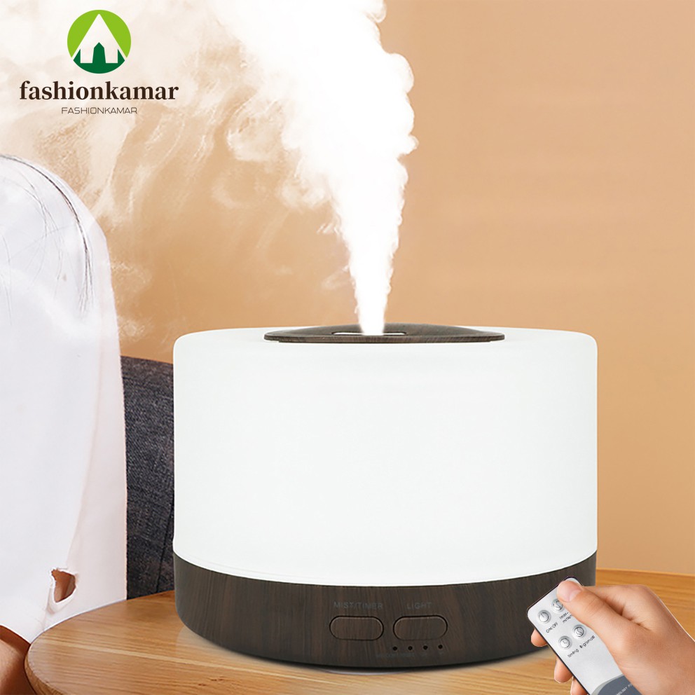 Humidifier Air 500ML Aromaterapi Difuser Dengan Remote Model Putih Alas Kayu (TIDAK FREE OIL)-2