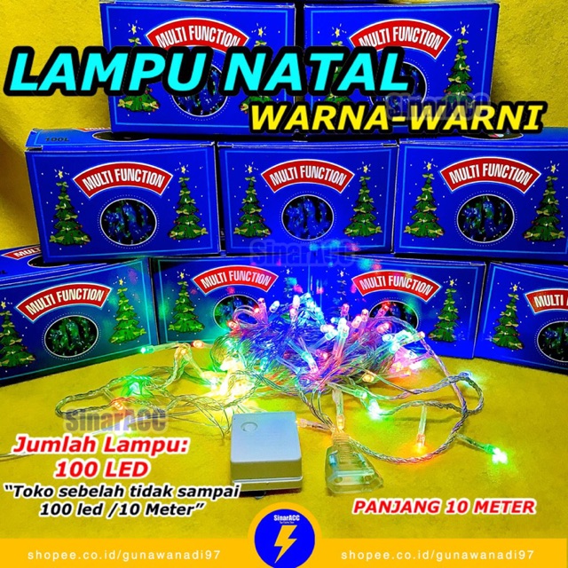 Lampu hias / natal / tumblr RGB 10M 100 led + sambungan warna warni twinkle light tumbler lampu 17an