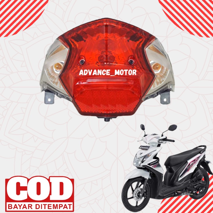 Reflektor Lampu Belakang Stoplamp + Kabel Fitting pitting Motor Honda Beat Fi Lama Tahun 2012 2013 2