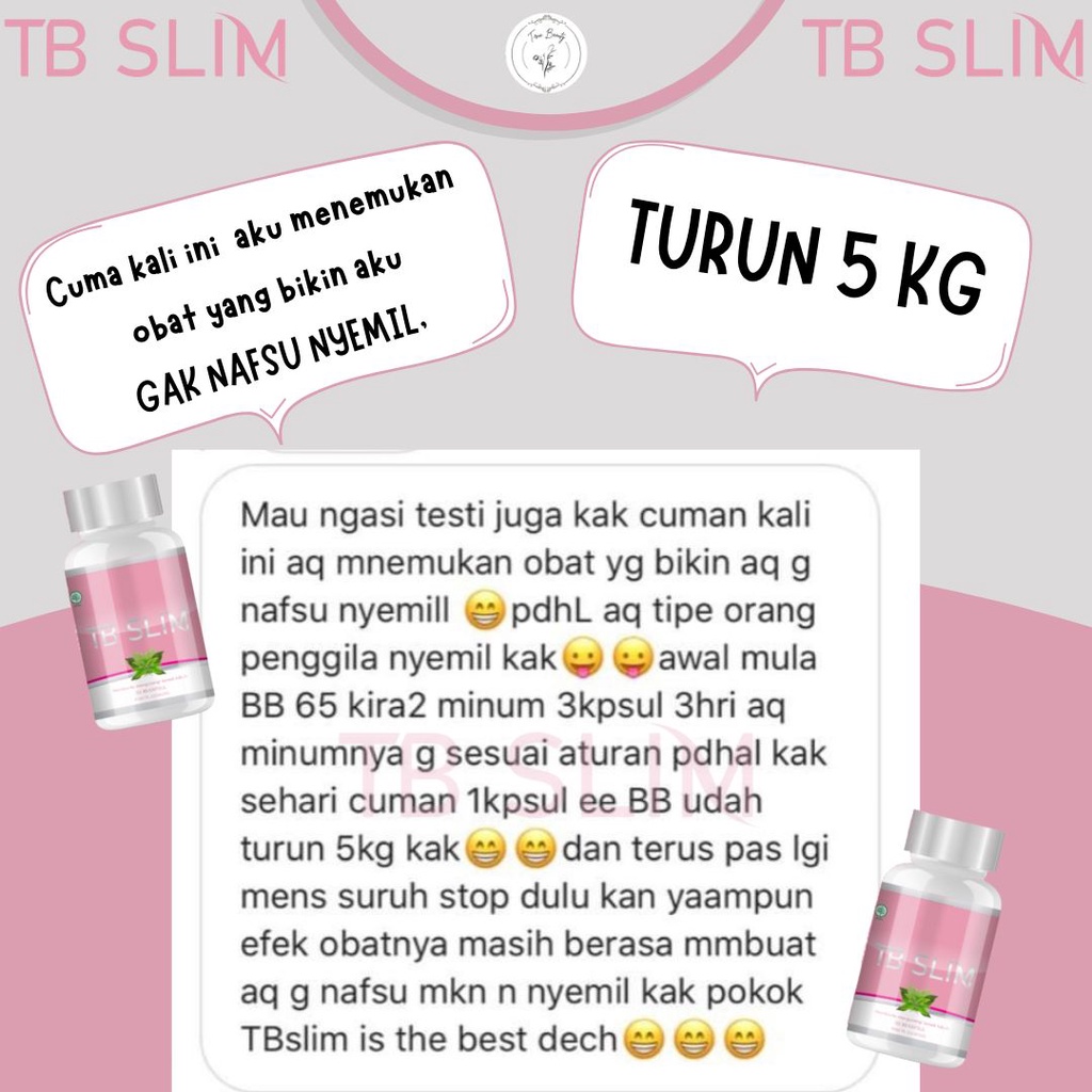 TB SLIM NEW STRONG FORMULA - OBAT DIET  TURUN 10-15 KG Dalam 1 BULAN - Pelangsing BPOM &amp; HALAL ISI 30 KAPSUL