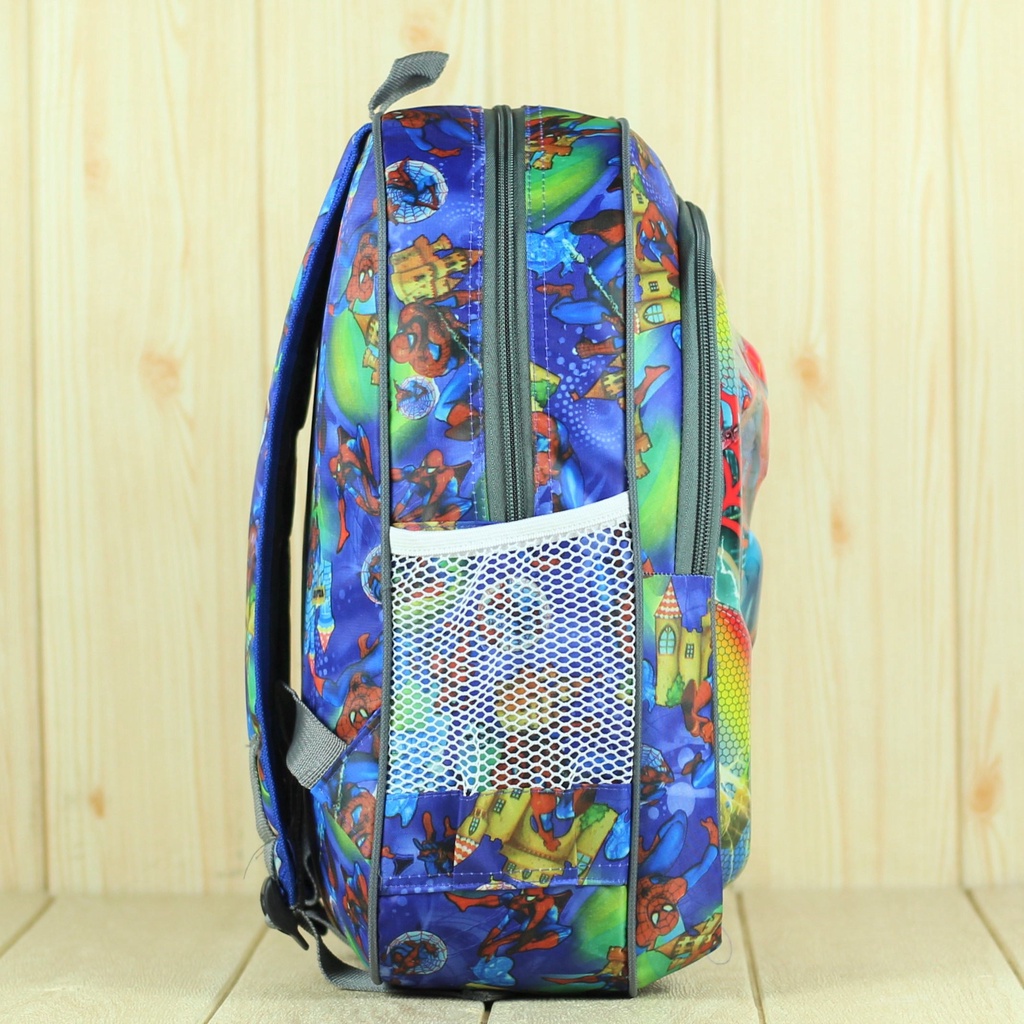Tas Sekolah Anak Laki Laki TK Lampu Spiderman Biru SD PAUD Karakter Murah Gambar Kartun Karakter Terbaru Lucu Premium SMP Mini Murah BT-21 Motif Karakter Berkualitas