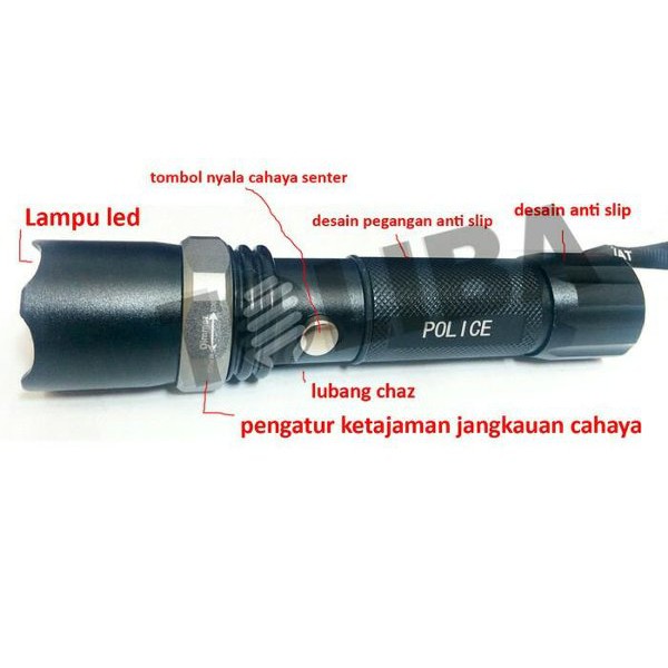 TERLARIS Senter Police swat Zoom 99000 watt