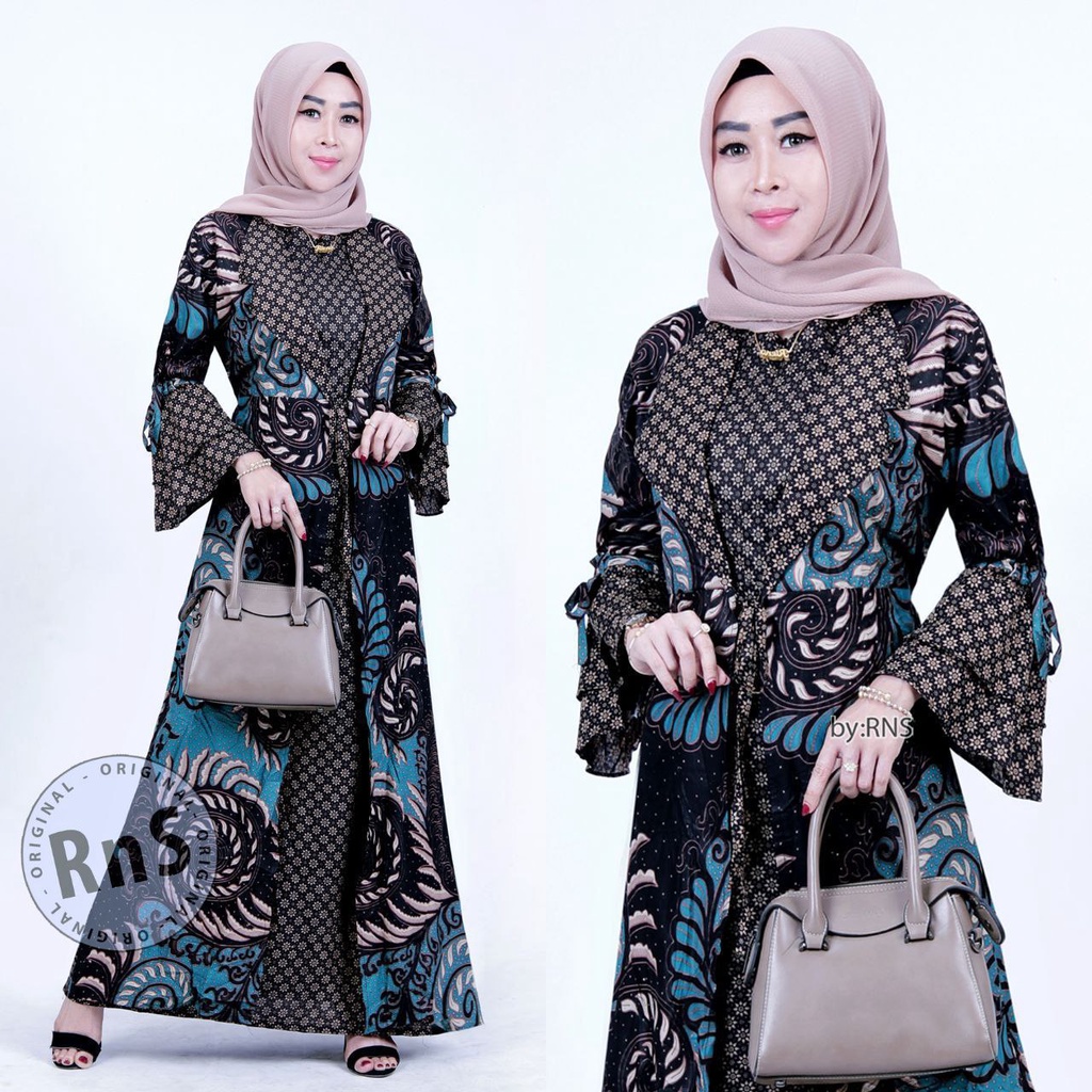 Saroja (766) Couple Batik Gamiss Jessy kerah Jas Motif Puser Hijau