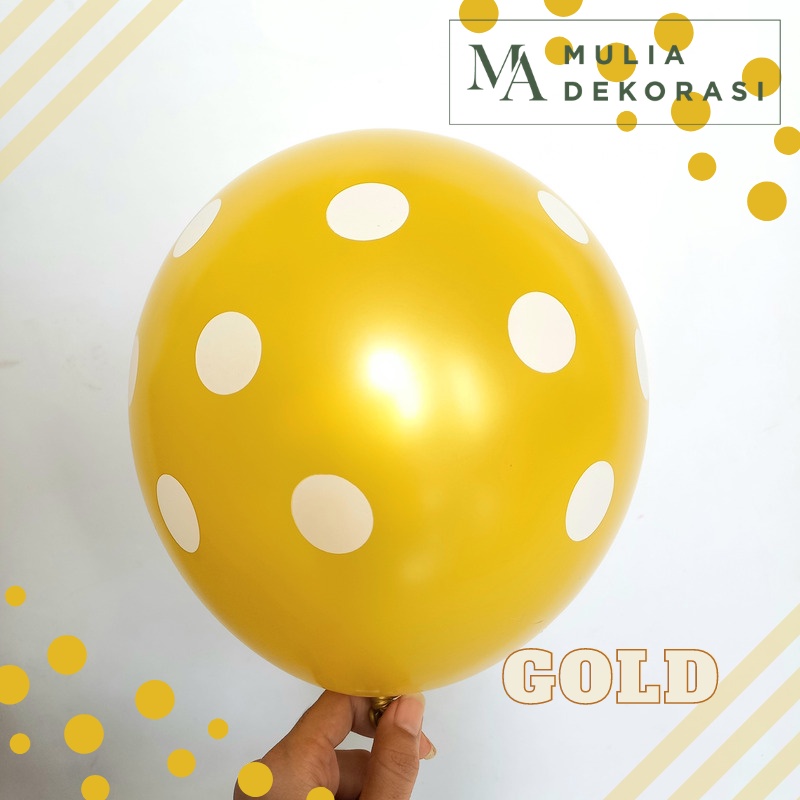 Balon Polkadot 12 Inch Isi 10pcs Dekorasi Bakcdrop Ulang Tahun Aqiqah Tunangan Lamaran