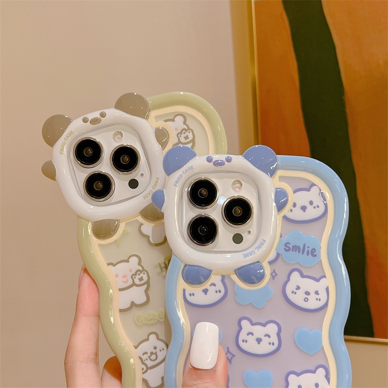 Soft Case Pelindung Lensa Anti Jatuh Motif Beruang Untuk iPhone 13 12 11 Pro Max X Xr Xs Max