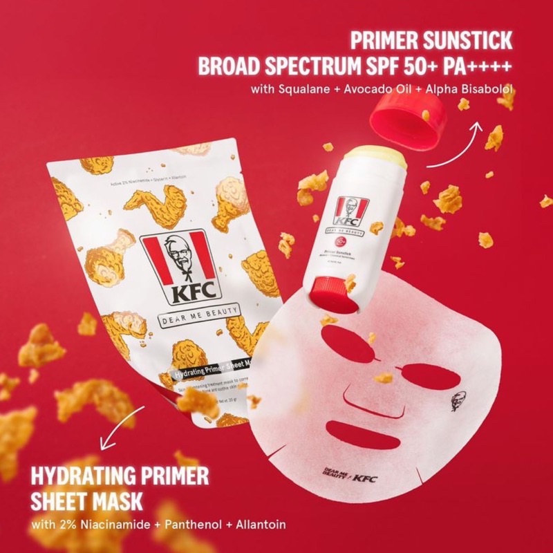 DEAR ME BEAUTY X KFC PRIMER SUNSTICK & SHEETMASK - SUNSCREEN SUNBLOCK MASKER WAJAH