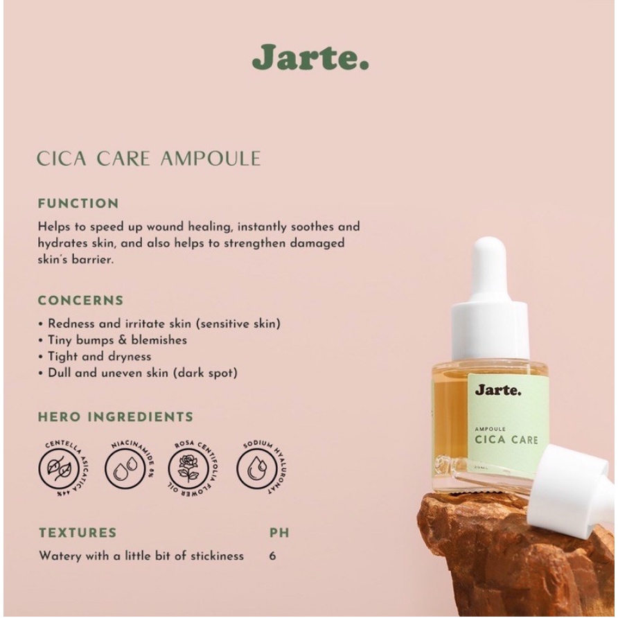 Jarte Cica Care Series (Cream , Toner , Ampoule Serum , Gentle Wash ) Original COD - Moisturizer Pelembab Facial Foam Cleanser  20 ml 50 ml 100 ml