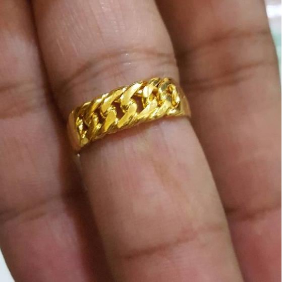 Cincin Lapis Emas Model Rantai Double .