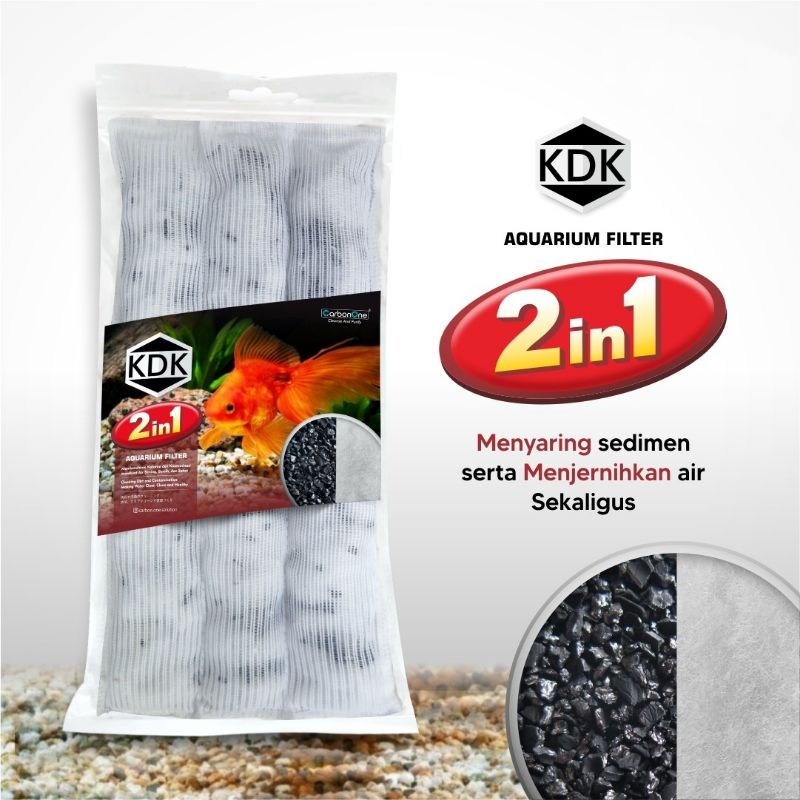 Karbon Aktif + Busa Dakron Filter Aquarium Penjernih Air 2 in 1 KDK