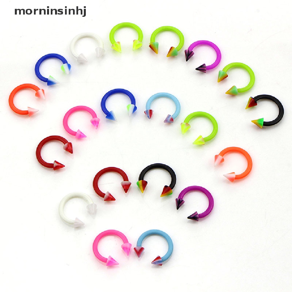 Mornin 20pcs / Set Anting Tindik Hidung / Tulang Rawan Telinga Bentuk Barbel Bahan Akrilik