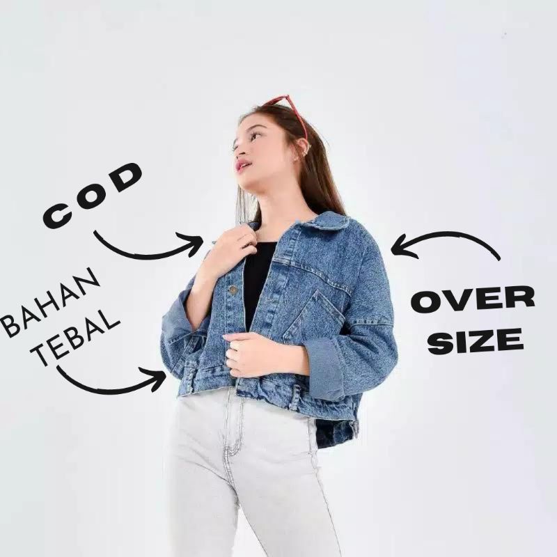 jaket jeans crop oversize