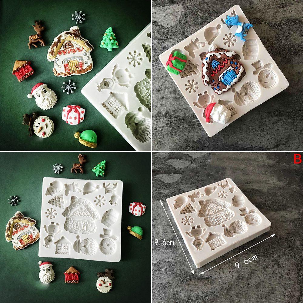 R-FLOWER Cetakan Kue Fondant Alat Baking Santa Snowflake Silikon