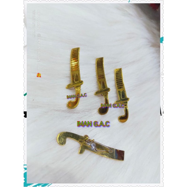 bros pin kujang bros peci kujang pin golok/bros pin kujang siliwangi bahan kuningan