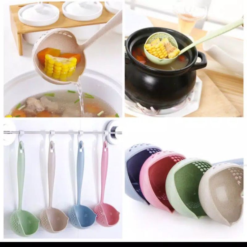 Sendok kuah sup sayur centong saring masak 2in1 serbaguna kitchen food serbaguna multifungsi makan A