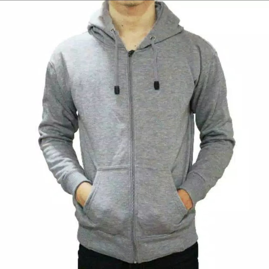 JAKET HOODIE UNISEX ( PRIA/WANITA ) ZIPER L-XXL ABU MISTY