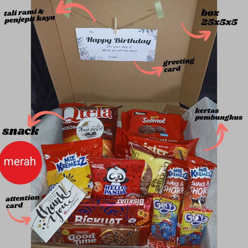 SNACK BOX (WAJIB ORDER BUBBLEWARP) SNACK ULTAH/ LEBARAN/ IMLEK/  NATAL/ HAMPERS SNACK