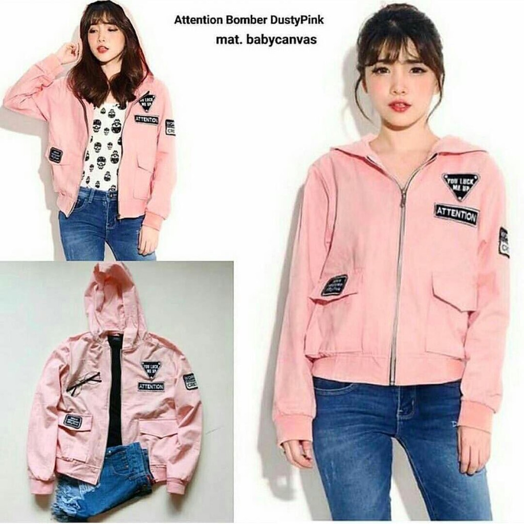 Attention Bomber Hoodie - Pink