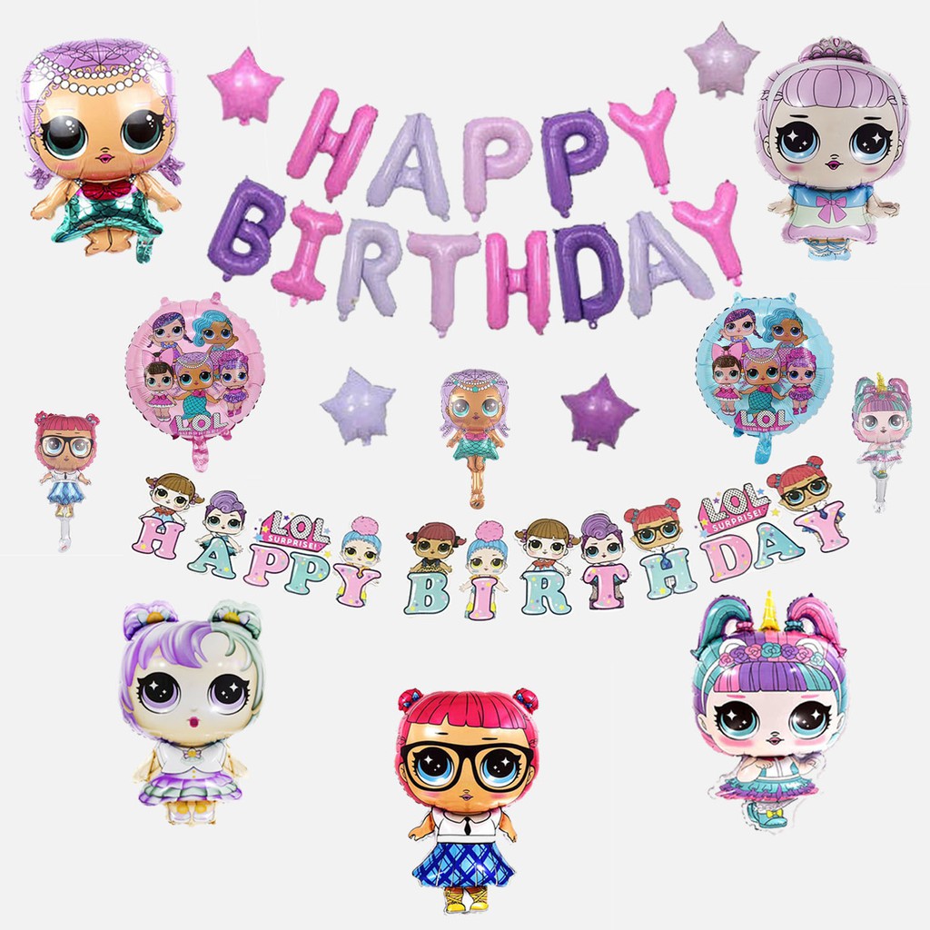 [PAKET] BIRTHDAY Set LOL COMPLETE Dekorasi Backdrop Ulangtahun