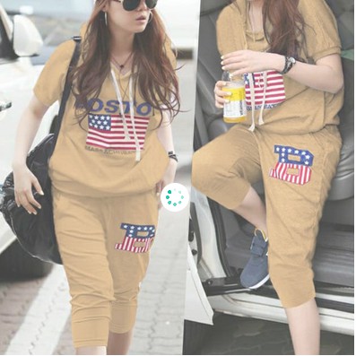 Setelan Hoodie Maron Boston / Baju Senam Wanita Terbaru Kaos Seragam olahraga Aerobik BIsa COD