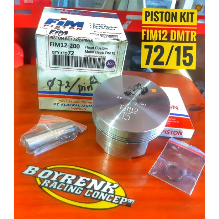 PISTON KIT MODIF FIM12  200 DIAMETER 72 PIN 15 CUSTOME DOME (DOME MENTAH) - BOYRENK RACING