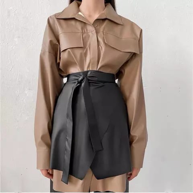 Rok mini wanita /skirt leather cross mode