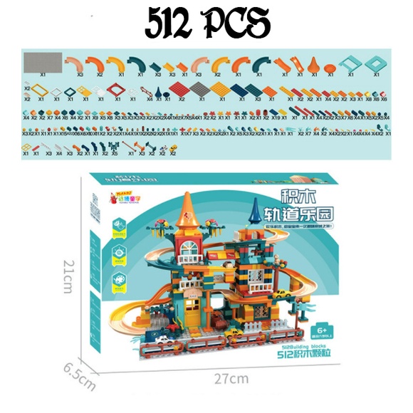 Track Building Blocks 512 PCS Mainan Anak Impor Bricks Block Menyusun Mobil mobilan