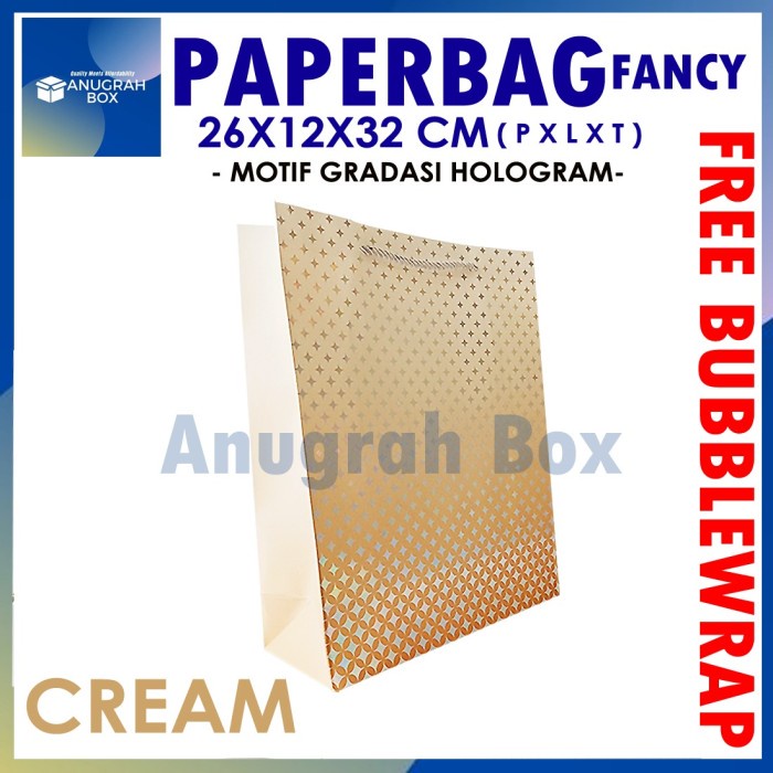 

Paperbag Aneka warna Motif 26x12x32cm Hologram import TEBAL - Putih