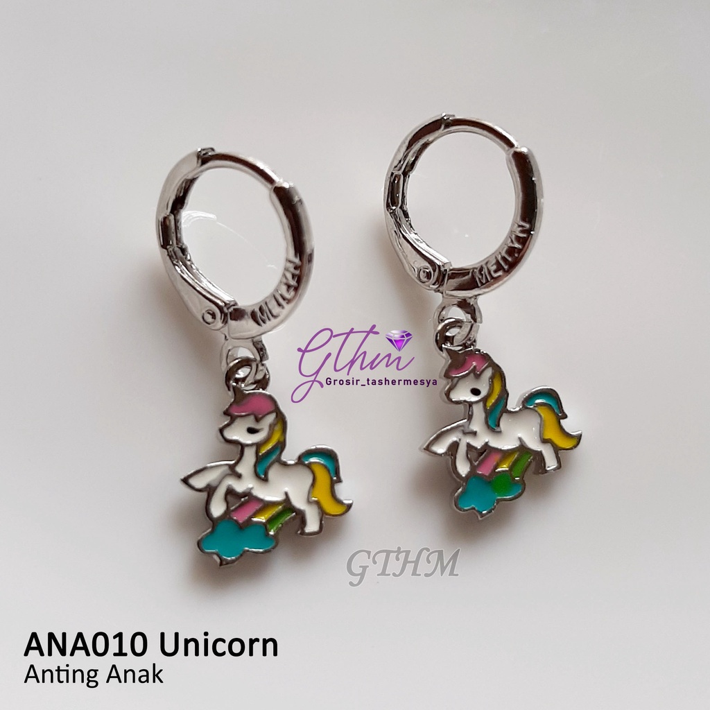 anting anak kuda poni unicorn perhiasan anak lapis emas putih 18k jual titanium xuping