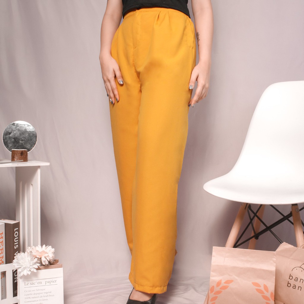 RX Fashion - Dheani Highwaist / Soleil Kulot Anti Ngantung Wanita / MELVA SLIT PANTS Kulot highwaist -BN