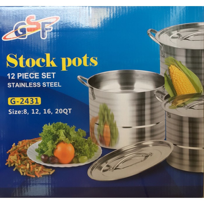 GSF stock pot panci steamer 12pc G 2431/panci kukusan stainless steel