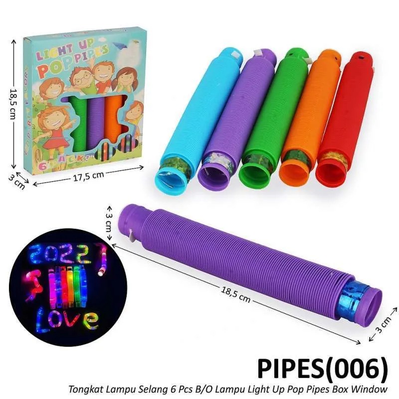 Mainan Viral CEV Light Up Pop Tubes Pop Pipes Mainan Lampu Stick Pipa Selang Led Fidget Toy