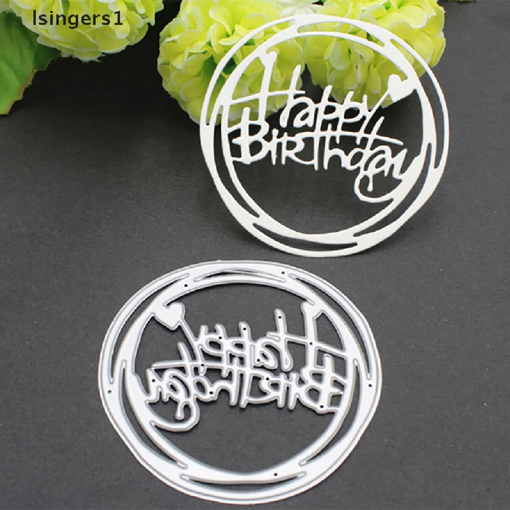 (lsingers1) Cetakan Stensil Cutting Dies Motif Tulisan Happy Birthday Bahan Metal Untuk Scrapbook DIY