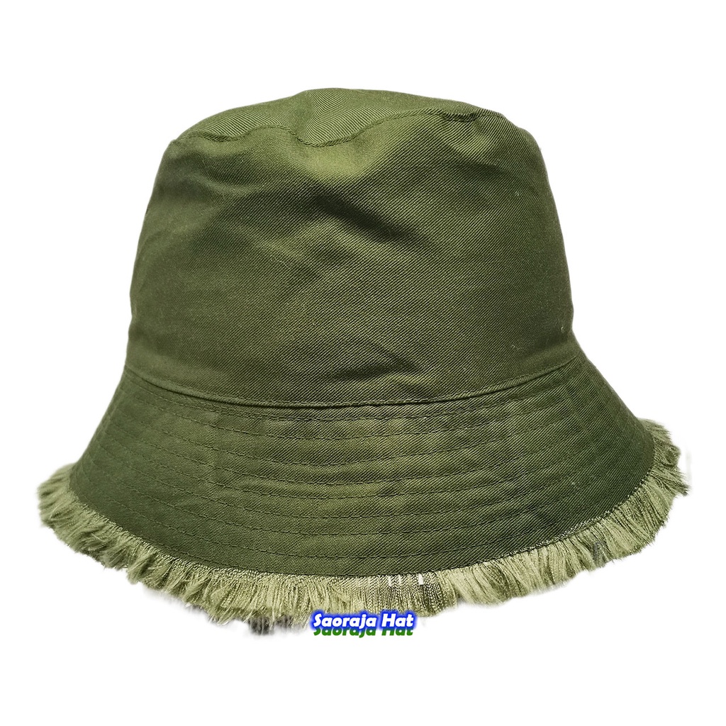 Topi Bucket Rawis Pria dan Wanita Dewasa Banyak Warna Bucket Hat Ripped Korean Style