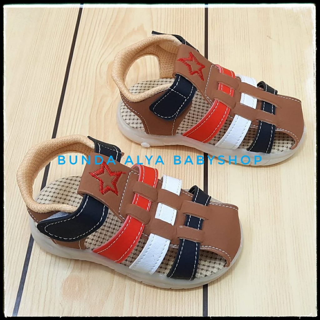 Sendal Anak Laki Laki Usia 3 - 4 Tahun - Sandal Anak Cowok Tali Bintang COKLAT Anti Licin Size 29 - 30