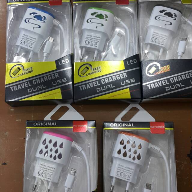 Travel Charger/charger lampu led 2 usb universal/charger ulir