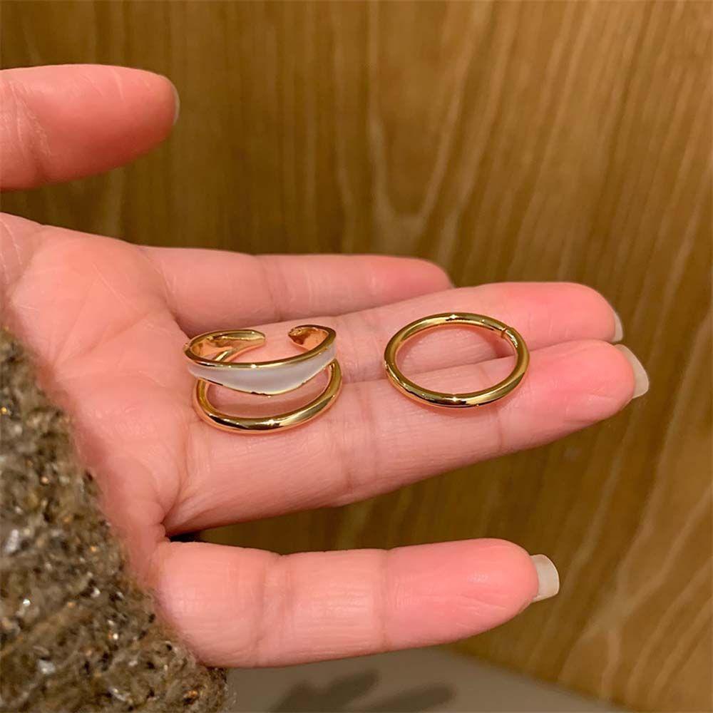 Mxbeauty Open Rings Set 2pcs/Set Retro Menetes Minyak Hadiah Hari Valentine Classic Alloy Knuckle Ring