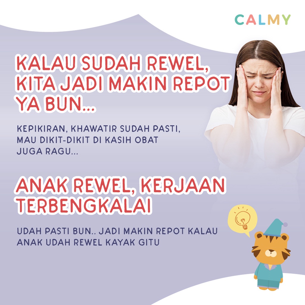 Calmy Calming Kids - Minyak Balur Premium Untuk Membantu Meredakan Demam, Pilek dan Gejala Flu Anak, Solusi Tanpa Obat