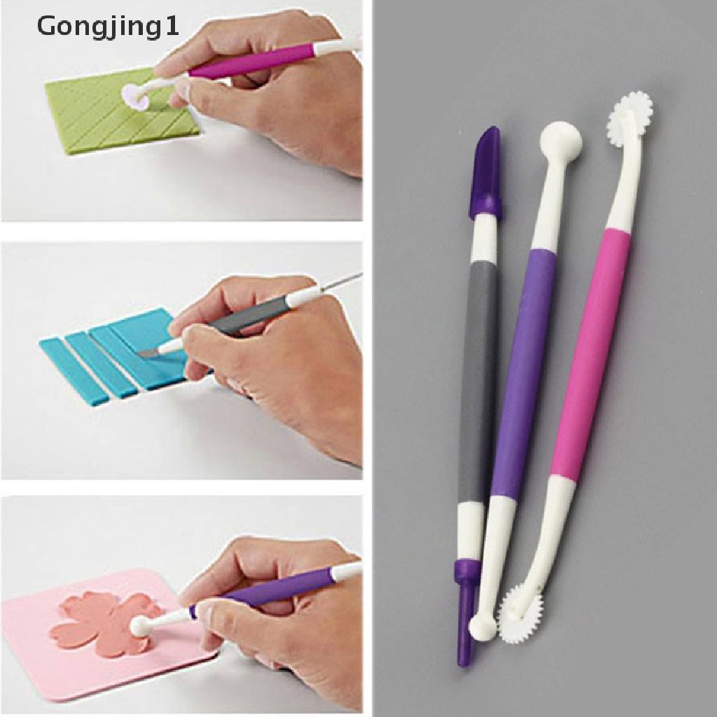 Gongjing1 3pcs / set Pen Cutter Fondant Dekorasi Kue Bentuk Bunga