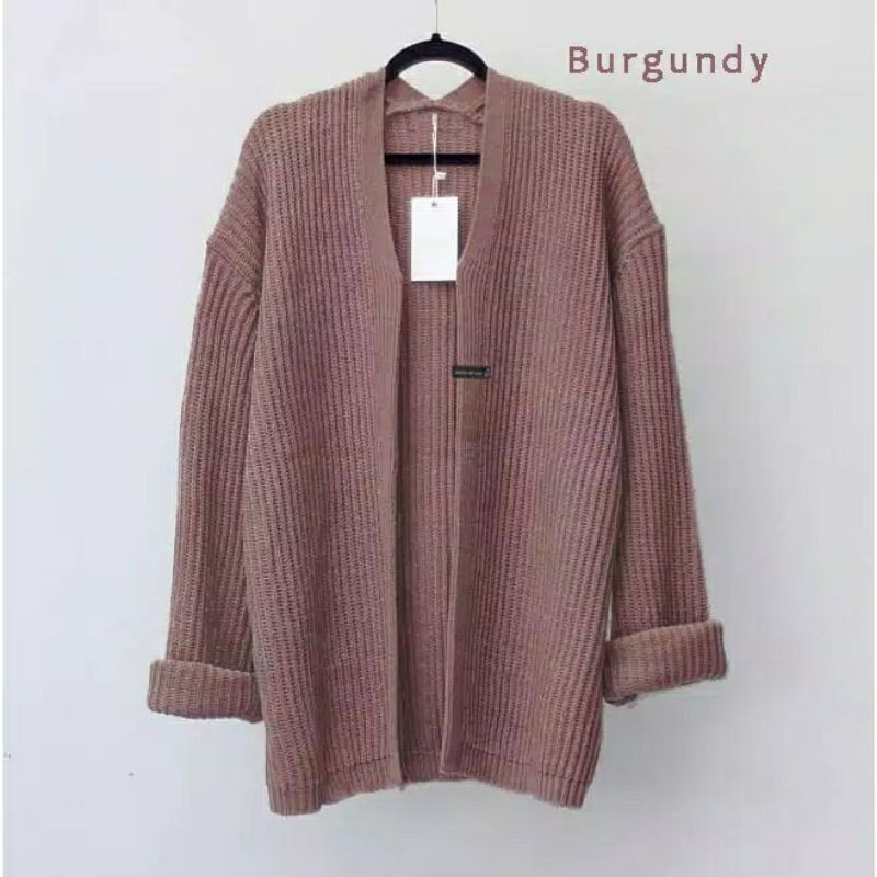 CARDIGAN RAJUT BERSKA PREMIUM TERLARIS MKM-Burgundy