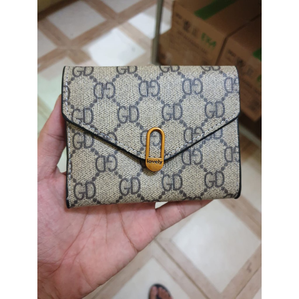 Dompet Lipat Wanita Import Dompet Cewek Motif Kotak Cantik Kulit PU D27