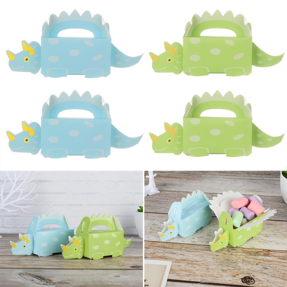 Solighter 10pcs Dinosaurus Cookie Box DIY Paper Box Kotak Hadiah Pesta Ulang Tahun Anak