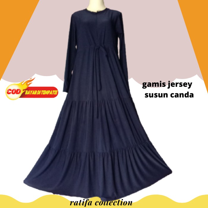 Gamis Jersey umpak Susun 3 rempel susun gamis muslimah terbaru||ratifa collection