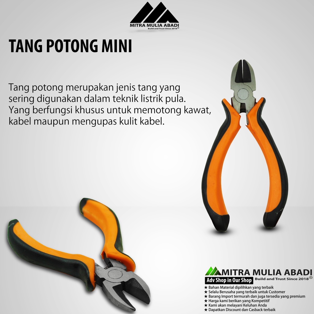 Tang Knip Potong Mini 4.5&quot; Inci Gagang Karet