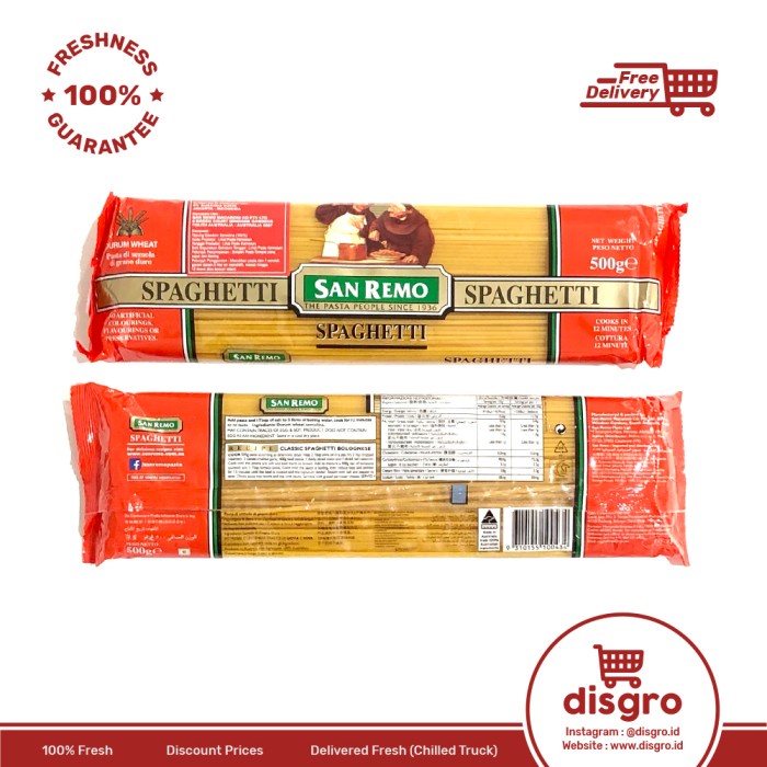 

pasta-aneka- san remo pasta spaghetti 500gr / spagetti / spagheti -aneka-pasta.