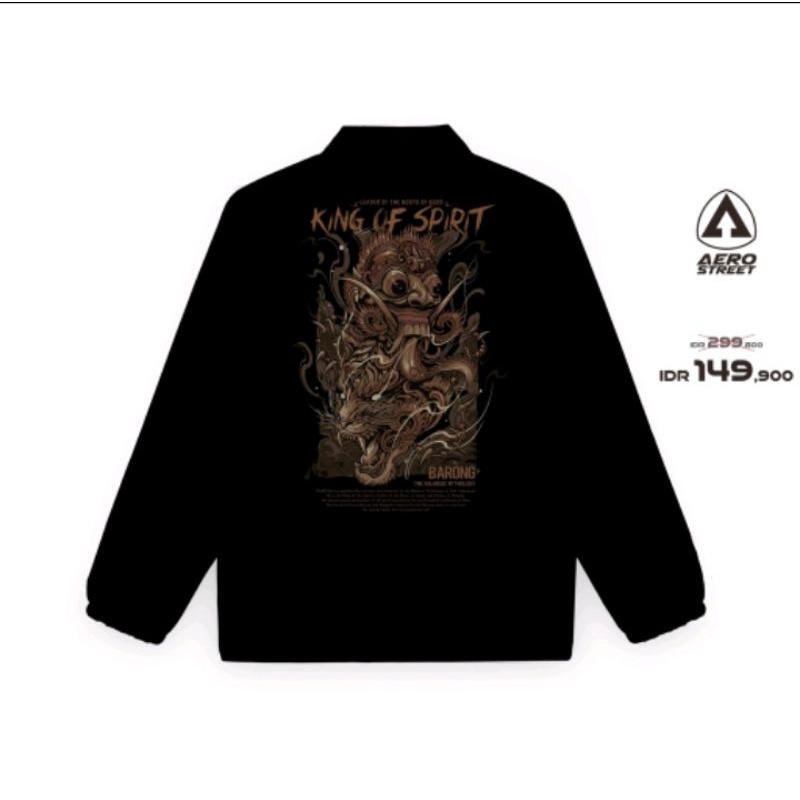 [Size M] Aerostreet Coach Jacket Barong Hitam Jaket DAAA