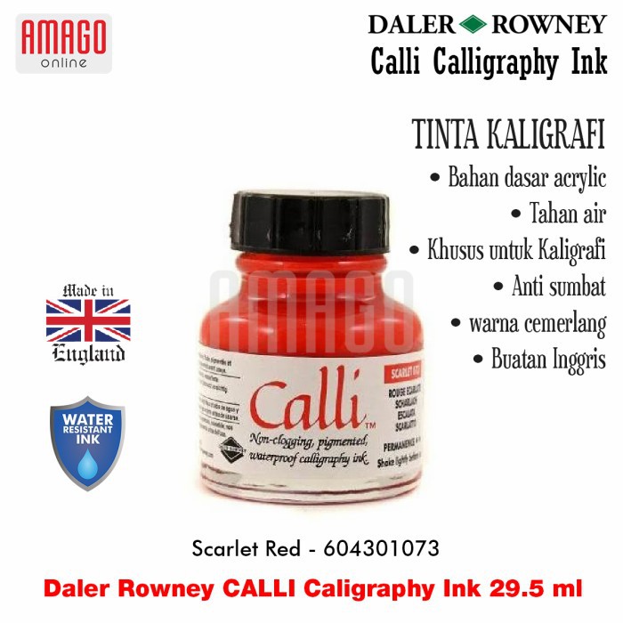 Daler Rowney - CALLI - Calligraphy Ink 29.5ml - Scarlet - 604301073