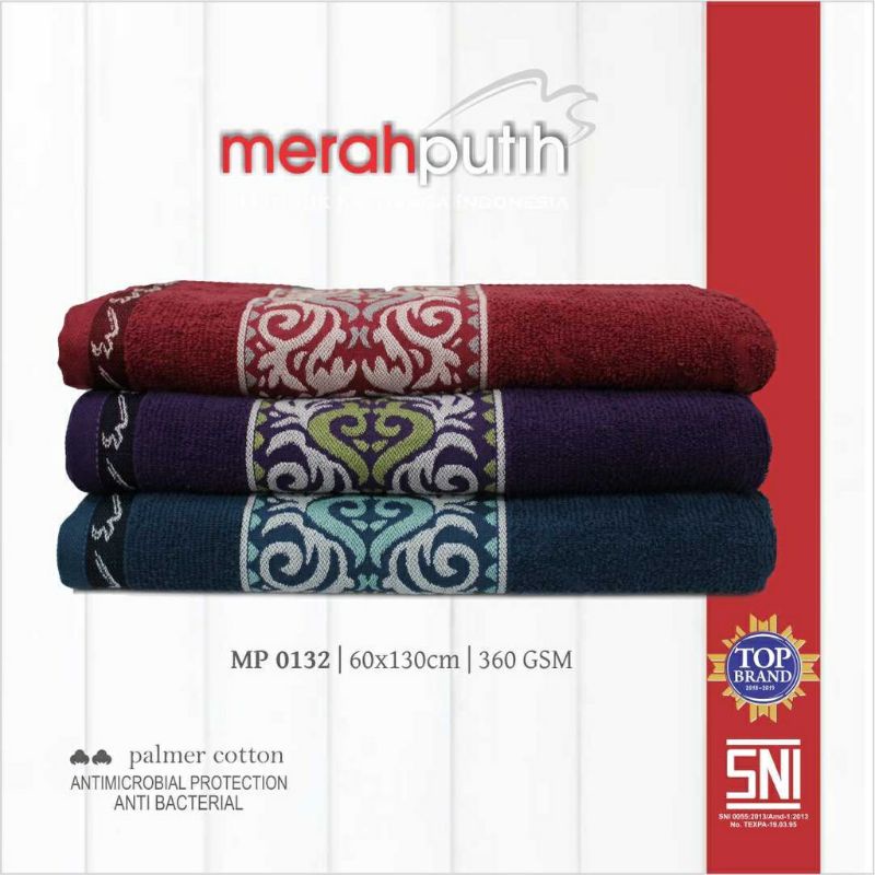 Handuk MERAH PUTIH Bordir Print Motif JUMBO BESAR uk 50x100 uk 60x130 uk 70x140 LIST TEBAL Handuk Mandi Full Katun 100% Handuk Seserahan Handuk Hotel Klinik Salon